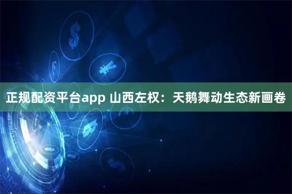 正规配资平台app 山西左权：天鹅舞动生态新画卷